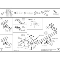 Полностью оцинкованный фаркоп Galia для Mitsubishi Pajero IV 2007-2020, Pajero III 2000-2007 тип шара A M082A