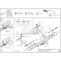 Полностью оцинкованный фаркоп GALIA для Citroen Jumpy 2006-2016, FIAT Scudo 2007-2016, Peugeot Expert 2007-2016, Toyota Proace 2013-2016, в т.ч. с парктрониками C050A