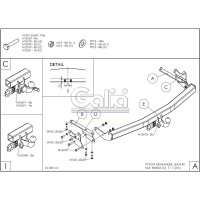 Полностью оцинкованный фаркоп GALIA для Toyota Highlander 2010-2014 быстросъемный шар T068C