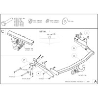 Полностью оцинкованный фаркоп GALIA для Hyundai Starex 2008-2018, 2018-, Hyundai H1 2008-2018, 2018- тип шара A H077A