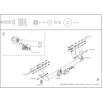 Полностью оцинкованный фаркоп GALIA для Mercedes Sprinter Classic 2013-2020, Mercedes Sprinter 1995-2006, Volkswagen LT 1995-2006 без ступеньки LWB тип шара A M034A