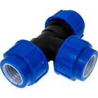 Тройник компрессионный для полиэтиленовых труб LAMMIN 32x25x32 80/8 Lm34011322532