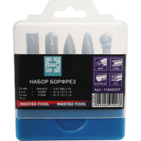 Набор бор-фрез твердосплавных 6/12 мм, HM, S=6 мм, 10 шт, Mini-Box H-Tools 116002HT