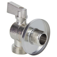 Кран шаровой для стиральной машины угловой TEBO НАР/НАР 1/2"х3/4" с отражателем T-КШ.С.555.1234.ХР.CN