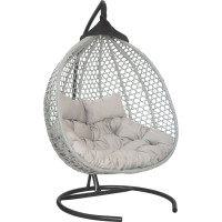 Подвесное двухместное кресло-кокон Лаура ФИДЖИ серый + каркас, подушка светло-серый FID 507/1 №13