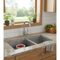 Смеситель для кухни/умывальника FASHUN H=263 мм сатин, сталь SUS304 картридж D=35 мм, излив H=180 мм гибкая подводка: 450 мм в комплекте крепёж: гайка, аналог на замену A54001-1 A54001N-1