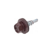 Кровельный саморез ЖЕСТЬ 4.8x19 мм, RAL8017, темно-коричневый, 12 шт., европодвес УТ-00009294