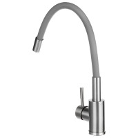 Смеситель для кухни СоюзКран силиконовый излив, керамический картридж 40 мм, серый, нержавеющая сталь SS01-С132 567-055