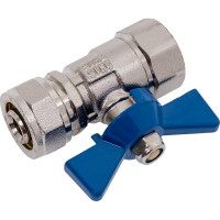 Кран шаровой обжимной 16 мм × ½" с внутренней резьбой для металлопластиковых труб — латунный запорный фитинг для систем отопления и водоснабжения Millennium KBFC1216