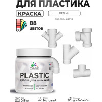 Акриловая краска для пластика MALARE Plastic для ПВХ, для подоконников и откосов, без запаха, матовая, белый, 0.5 кг КПЛСТАБЕЛМ0050