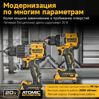 Бесщеточная дрель-шуруповерт Dewalt 20 В XR 2 АКБ XR Li-Ion DCD800D2T