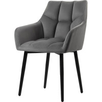 Комплект стульев Divan24 Милан Люкс велюр серый 2 шт для дома, гостиной, с подлокотниками мягкие, кухонные, обеденные 77000246