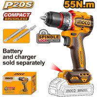 Бесщеточный шуруповерт INGCO 55 Нм 20В, б/щ INDUSTRIAL CDLI205581