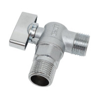 Шаровой кран Millennium латунный,никилерованный угловой для воды 1/2x1/2 наружная/напужная резьба KVUS1212