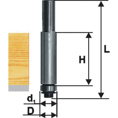 Кромочная прямая фреза по дсп Энкор ф12,7х25 мм,хв.8 мм 28053