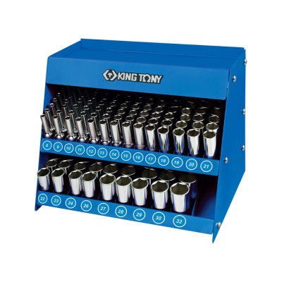 Стенд с глубокими торцевыми головками 1/2 KING TONY 8-32 мм серия 4235M 165 предметов 4566MR
