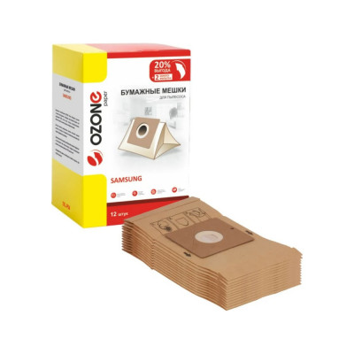 Мешки-пылесборники бумажные 12 шт + 2 микрофильтра для пылесоса Ozone XXL-P04