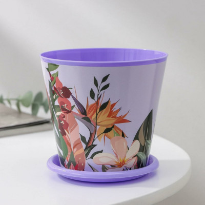 Горшок для цветов Доляна Тропический лес 0.8 л, лиловый 7306159