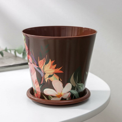 Горшок для цветов Доляна Тропический лес 0.8 л, коричневый 7306158