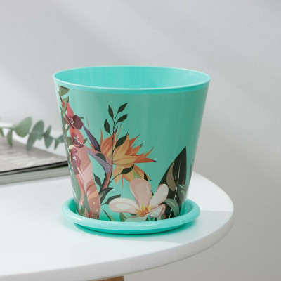 Горшок для цветов Доляна Тропический лес 0.8 л, зелёный 7306156