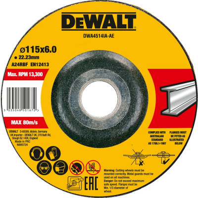 Dewalt Круг зачистной. п/мет.HP,115x22.2x6.0mm DWA4514IA-AE