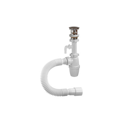 Бутылочный сифон ORIO 1 1/4x40 с металлическим выпуском клик-клак, с отводом, с гибкой трубой 40-40/50 А-32035