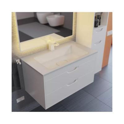 Тумба под раковину для ванной Uperwood Modul_80 см, подвесная, глянцевая, белая 2930205152