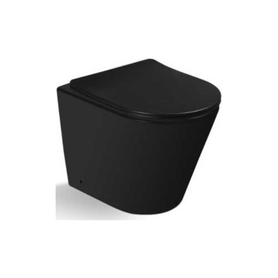 Приставной безободковый унитаз Santi Line матовый чёрный, сиденье микролифт SL-5020MB