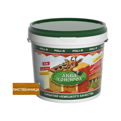 Пропитка POLI-R АКВА-Тонэрол лиственница, 0.9 л 20116