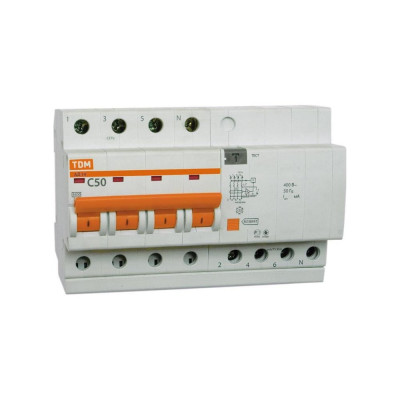 Дифавтомат АД14 4п, 40 А, 30 мА TDM SQ0204-0039