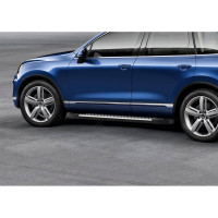 Пороги на автомобиль Rival Bmw-Style круг для Volkswagen Touareg II рестайлинг (R-Line) 2014-2018, 193 см, 2 шт., алюминий D193AL.5801.4
