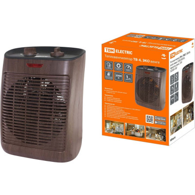 Тепловентилятор TDM ТВ-4, "ЭКО", 2000 Вт, регулируемая мощность, 1200/2000 Вт, термостат, венге, SQ2520-1307