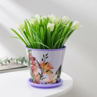 Горшок для цветов Доляна Тропический лес 0.8 л, лиловый 7306159