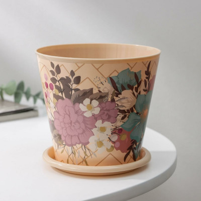 Горшок для цветов Доляна Фрезия 0.8 л, бежевый 7306176