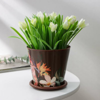 Горшок для цветов Доляна Тропический лес 0.8 л, коричневый 7306158