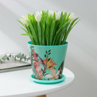 Горшок для цветов Доляна Тропический лес 0.8 л, зелёный 7306156