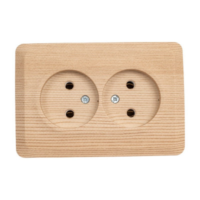 Наружная розетка Systeme Electric Этюд Сосна 2-ая угловая без заземления, без шторок 16А 250B SE PA16-105D