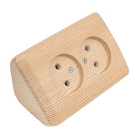 Наружная розетка Systeme Electric Этюд Сосна 2-ая угловая без заземления, без шторок 16А 250B SE PA16-105D