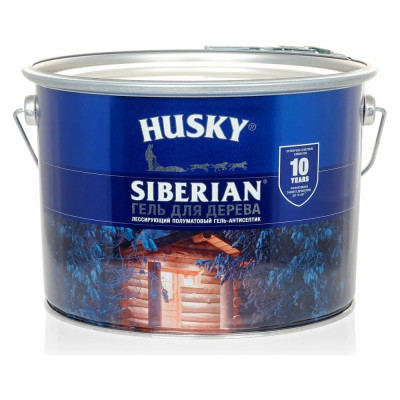 Гель-антисептик для дерева HUSKY SIBERIAN полуматовый орех 9 л 25303