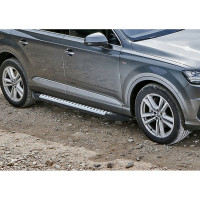 Пороги на автомобиль Rival Bmw-Style круг для Audi Q7 II 2015-2020-н.в., 193 см, 2 шт., алюминий D193AL.0304.1