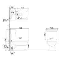 Унитаз-компакт Creo Ceramique ORLEANS микролифт, 4/6 л., 665x415x785 OR1002+OR1003+OR1001 00033443