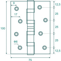 Петля универсальная VETTORE 125×75×2.5-4BB AB Бронза, 2шт 20628
