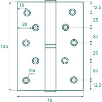 Петля съёмная VETTORE 125×75×2.5mm-1BB AB-R правая Бронза, 2шт 20631