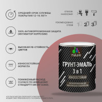 Грунт-Эмаль MALARE 3 в 1 по ржавчине, полуматовая, графитово-серый(темный), 0.9 кг 7930085244064