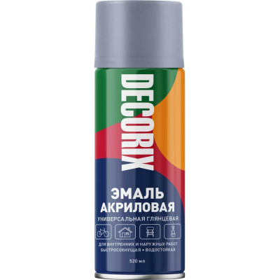 Аэрозольная акриловая эмаль Decorix (универсальная; серый; 520 мл) 0101-22 DX