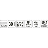 Пневматический нагнетатель консистентной смазки YATO 30л 40 MPa YT-07068