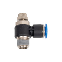 Фитинг-дроссель (пневмодроссель) угловой с наружной резьбой M3/8" SHPI SC 10-03