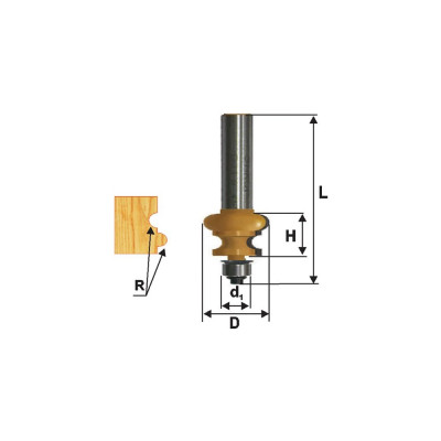 Фреза кромочная фигурная (25.4х16 мм; R 3.2 мм; хвостовик 12 мм) по дереву Энкор 10693