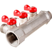 Коллектор с отсекающими кранами (плоскость) PRO AQUA 3/4, 3 х 1/2 V100.03-m20-f20