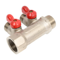 Коллектор с отсекающими кранами (плоскость) PRO AQUA 3/4, 2 х 1/2 V100.02-m20-f20